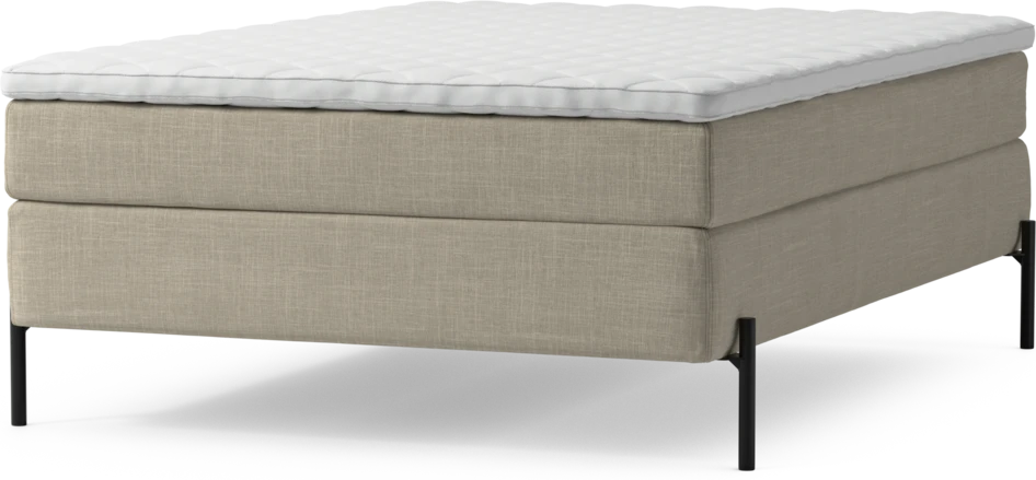Delux Sense - Kontinentalsäng, enkelsäng 140 cm med bäddmadrass och sängben - Beige