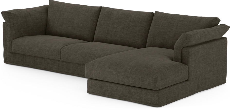 Cherrie - 3-sits soffa med schäslong höger, med kappa - Brun