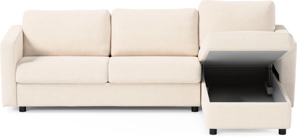 Lindö - Bäddsoffa 2,5-sits med schäslong, vändbar - Vit