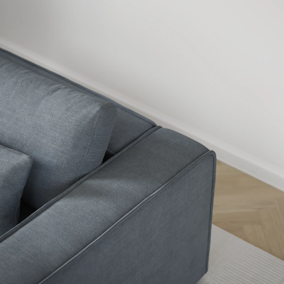 Ide - Bäddsoffa 3-sits med schäslong vänster - Blå