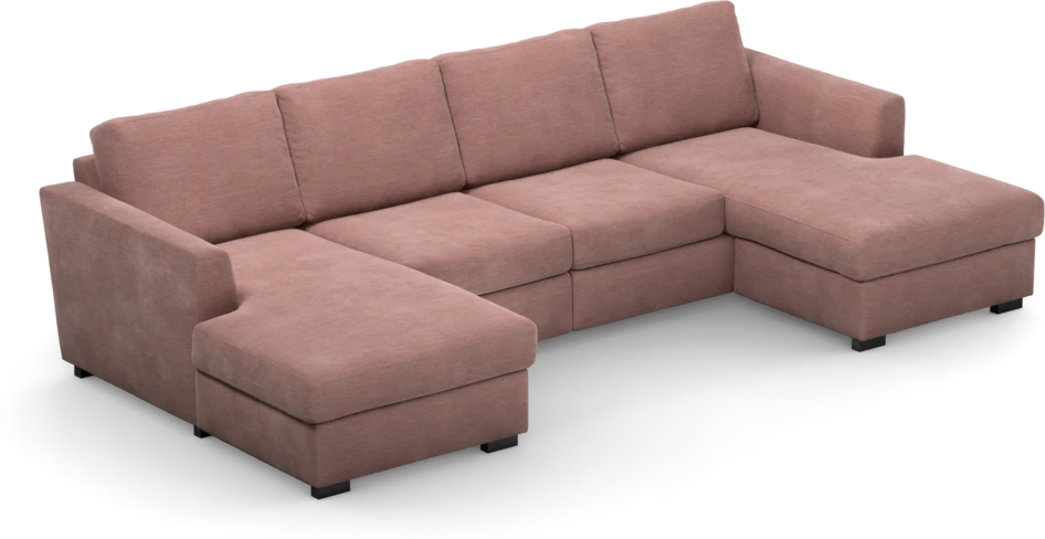 Friday - 2-sits soffa med två schäslonger - Rosa