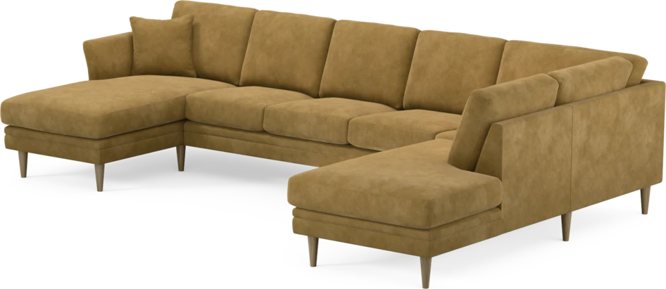 Eden - 3-sits soffa med schäslong vänster och divan höger - Gul
