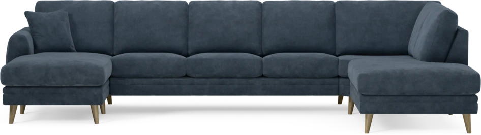 Eden - 3-sits soffa med schäslong vänster och divan höger - Blå