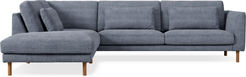 Willow - 3-sits soffa med divan vänster, fast klädsel - Blå