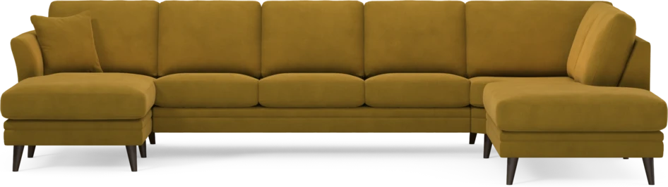 Eden - 3-sits soffa med schäslong vänster och divan höger - Gul