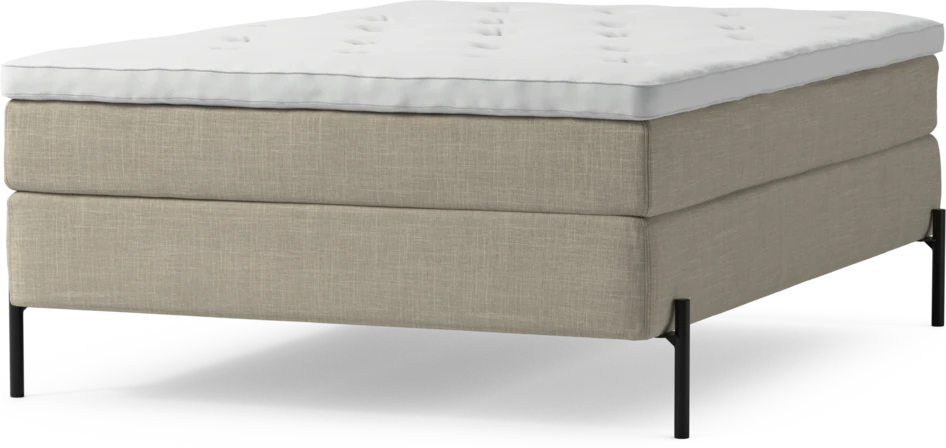 Delux Sense - Kontinentalsäng, enkelsäng 140 cm med bäddmadrass och sängben - Beige