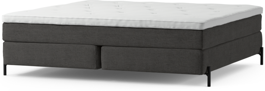 Delux Sense - Kontinentalsäng, dubbelsäng med bäddmadrass och sängben - Grå