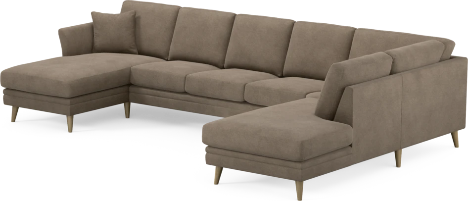 Eden - 3-sits soffa med schäslong vänster och divan höger - Brun