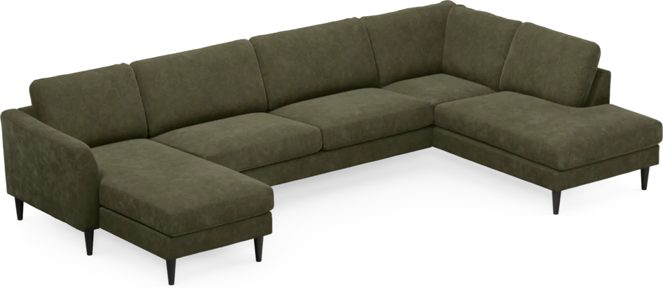 Bridge - 3-sits soffa med schäslong vänster och divan höger - Grön