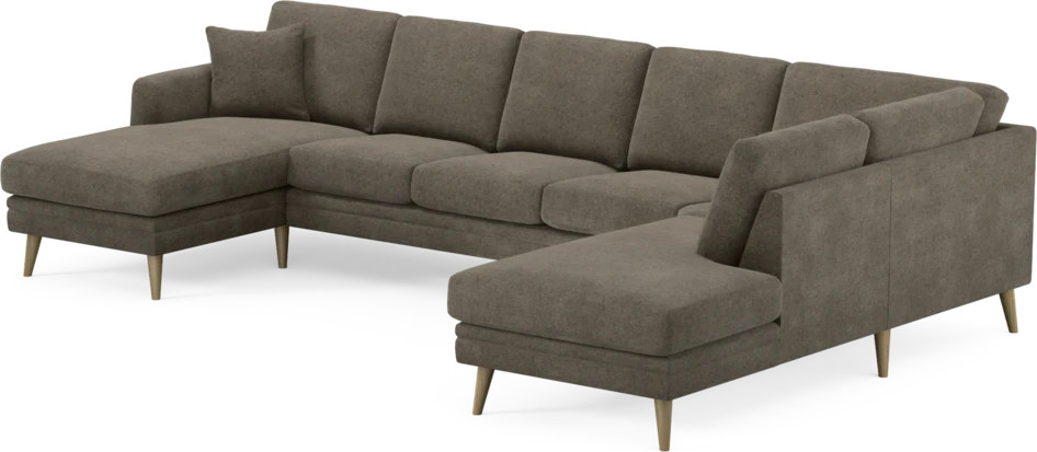 Eden - 3-sits soffa med schäslong vänster och divan höger - Brun