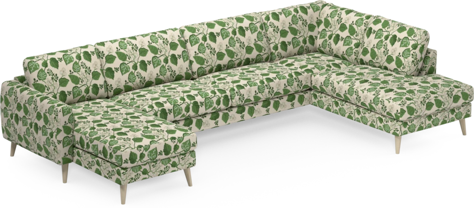 Bridge - 3-sits soffa med schäslong vänster och divan höger - Grön