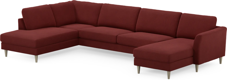 Bridge - 3-sits soffa med divan vänster och schäslong höger - Röd