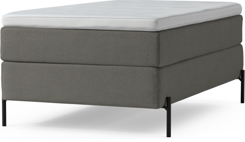 Delux Exclusive - Kontinentalsäng, enkelsäng 120 cm med bäddmadrass och sängben - Grå