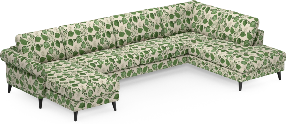 Bridge - 3-sits soffa med schäslong vänster och divan höger - Grön