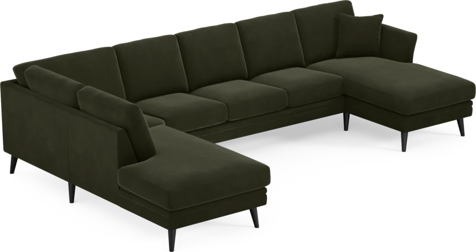Eden - 3-sits soffa med divan vänster och schäslong höger - Grön