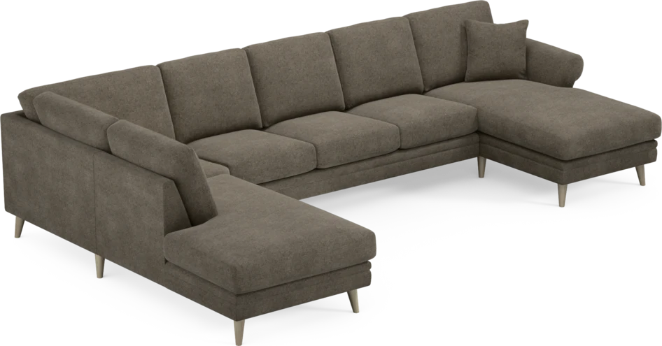 Eden - 3-sits soffa med divan vänster och schäslong höger - Brun