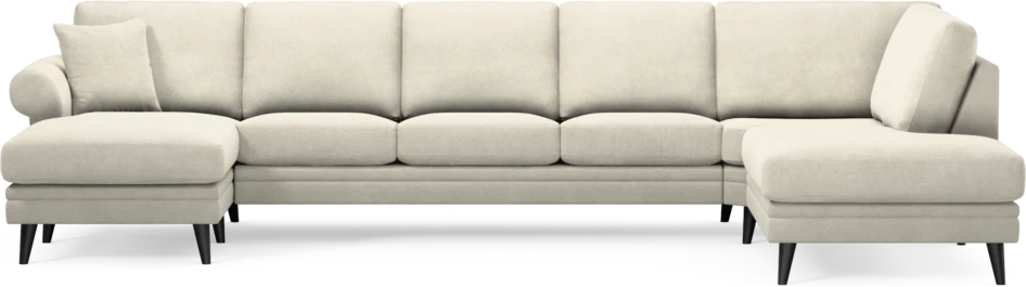 Eden - 3-sits soffa med schäslong vänster och divan höger - Vit