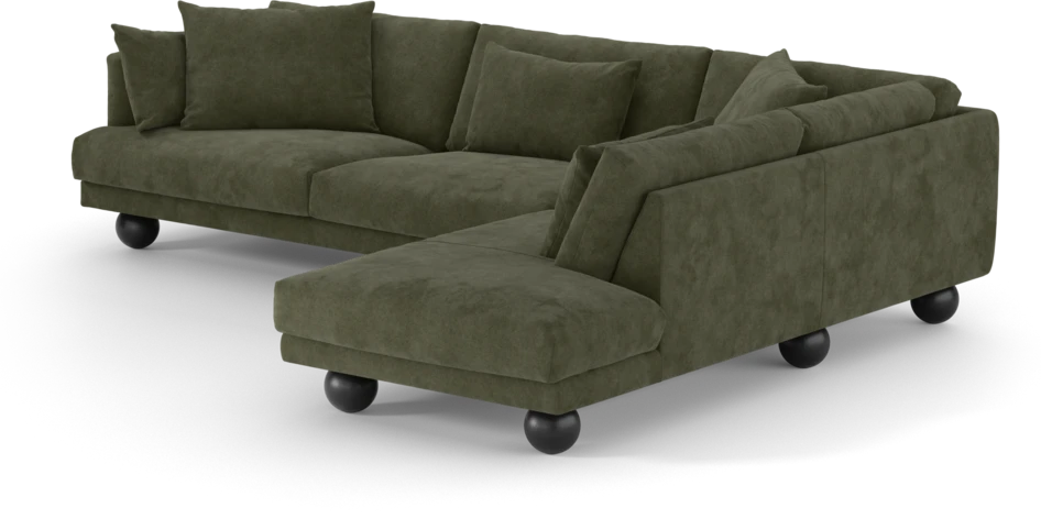 Harper - 3-sits soffa med divan höger - Grön