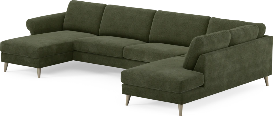 Bridge - 3-sits soffa med schäslong vänster och divan höger - Grön