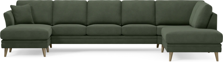 Eden - 3-sits soffa med schäslong vänster och divan höger - Grön