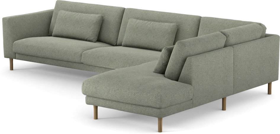 Willow - 4-sits soffa med divan höger, fast klädsel - Grön