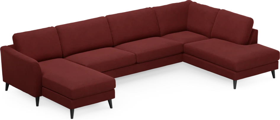 Bridge - 3-sits soffa med schäslong vänster och divan höger - Röd