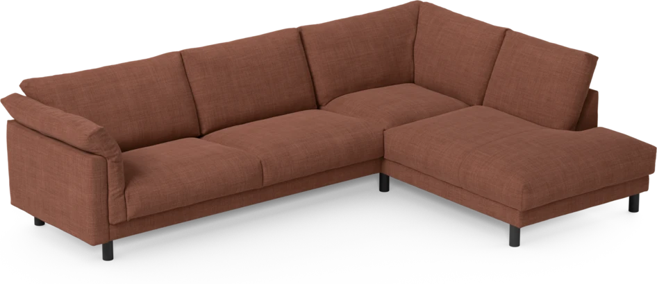 Cherrie - 3-sits soffa med divan höger, fast klädsel - Orange