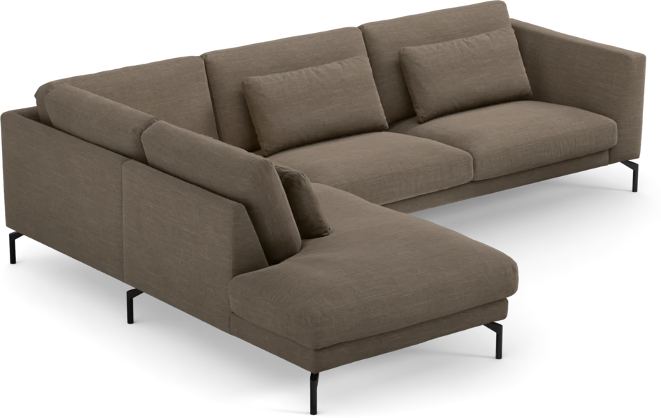 Willow - 3-sits soffa med divan vänster, fast klädsel - Brun