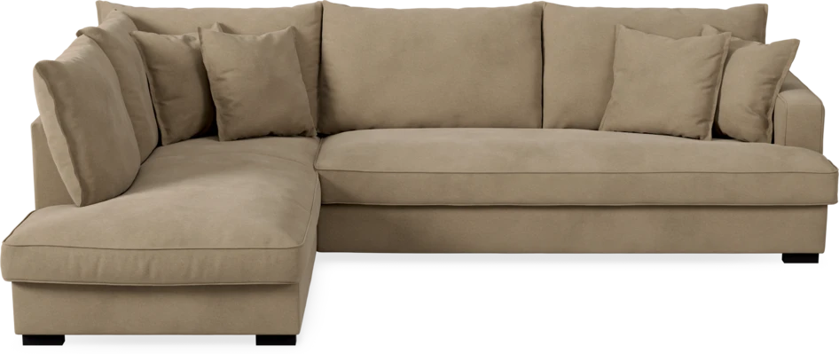 Mila - 3-sits soffa med divan vänster, hel dyna - Beige
