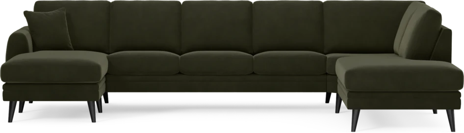 Eden - 3-sits soffa med schäslong vänster och divan höger - Grön