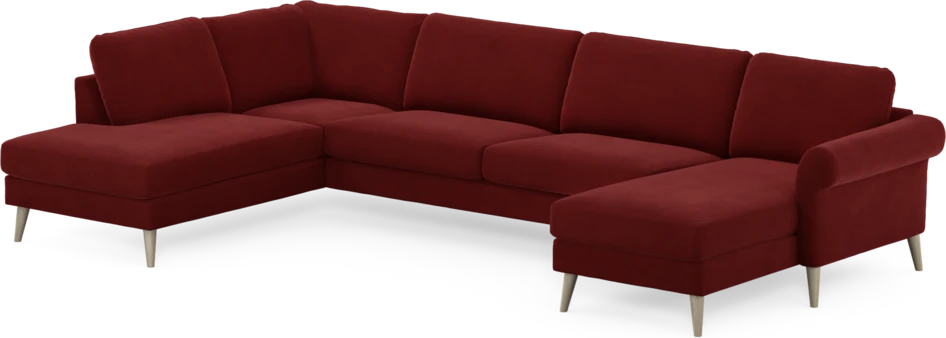 Bridge - 3-sits soffa med divan vänster och schäslong höger - Röd