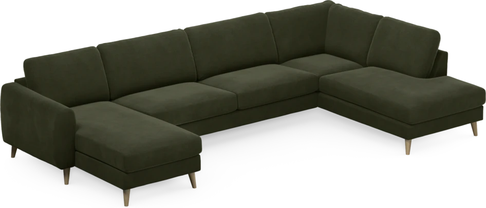 Bridge - 3-sits soffa med schäslong vänster och divan höger - Grön