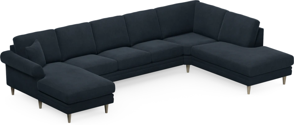 Eden - 3-sits soffa med schäslong vänster och divan höger - Blå