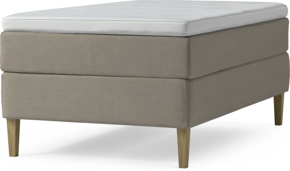 Delux Exclusive - Kontinentalsäng, enkelsäng 120 cm med bäddmadrass och sängben - Beige