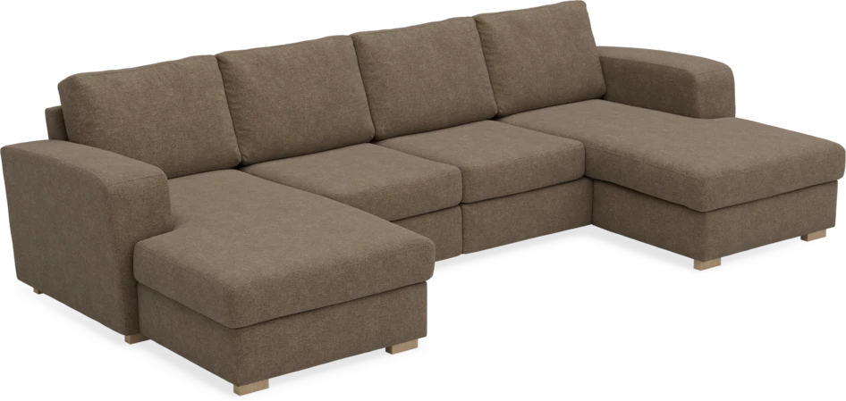 Friday - 2-sits soffa med två schäslonger - Brun