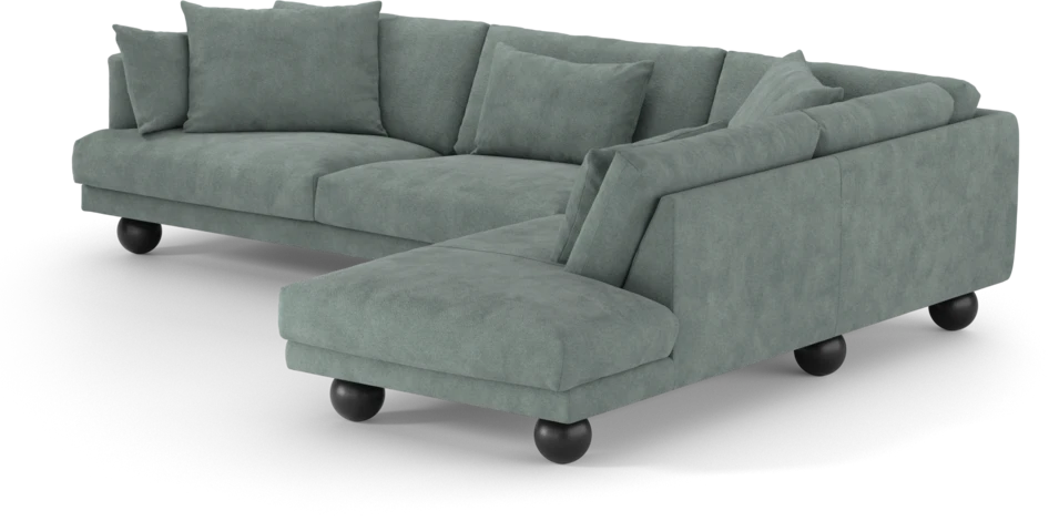 Harper - 3-sits soffa med divan höger - Blå