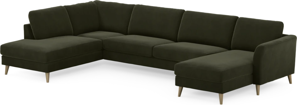 Bridge - 3-sits soffa med divan vänster och schäslong höger - Grön