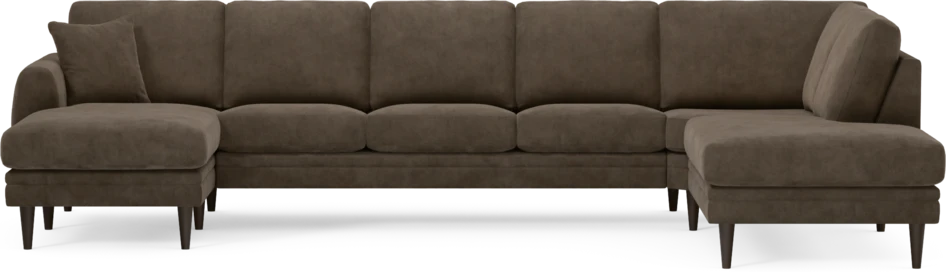 Eden - 3-sits soffa med schäslong vänster och divan höger - Brun