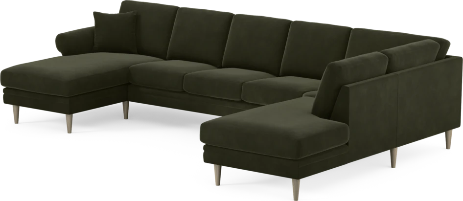 Eden - 3-sits soffa med schäslong vänster och divan höger - Grön