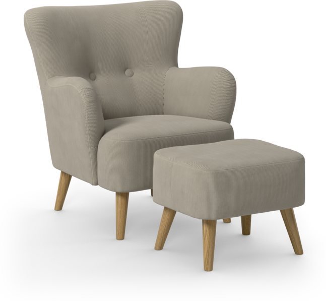 Timmy - Fåtölj med fotpall - Beige