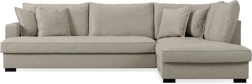 Mila - 3-sits soffa med divan höger, hel dyna - Grå