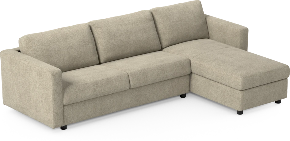 Lindö - Bäddsoffa 2,5-sits med schäslong, vändbar - Beige