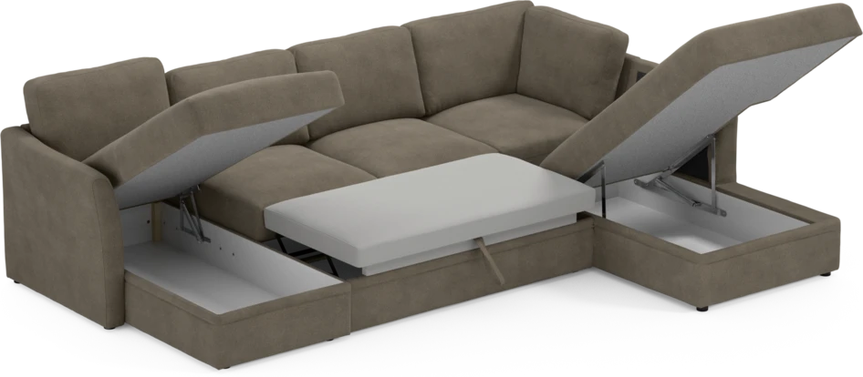 Öland - Bäddsoffa med schäslong vänster och divan höger - Beige