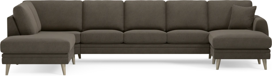 Eden - 3-sits soffa med divan vänster och schäslong höger - Brun