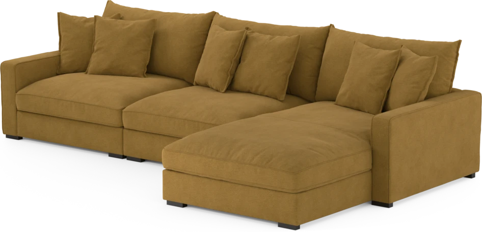 Rossi - 3-sits soffa med schäslong höger - Gul