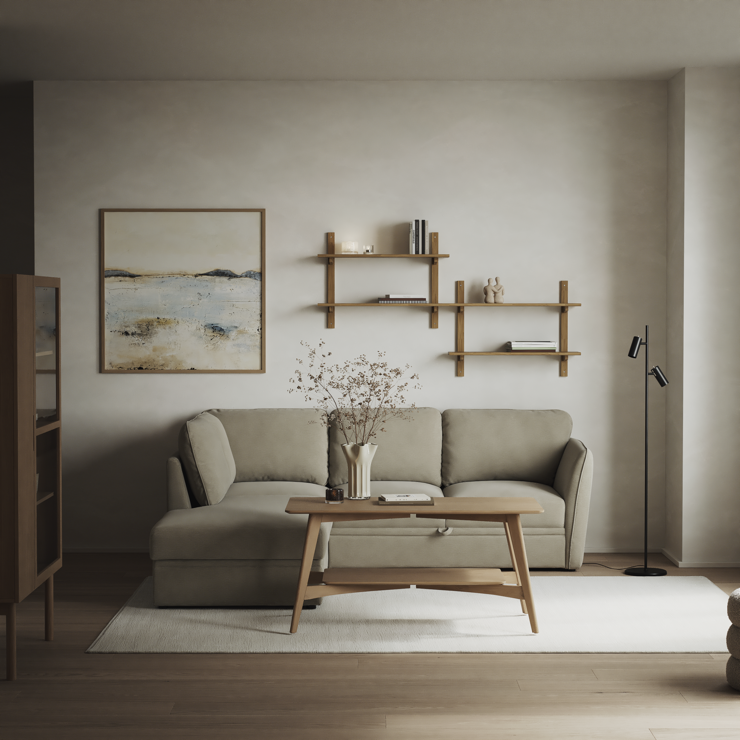 Öland, Bäddsoffa med divan vänster