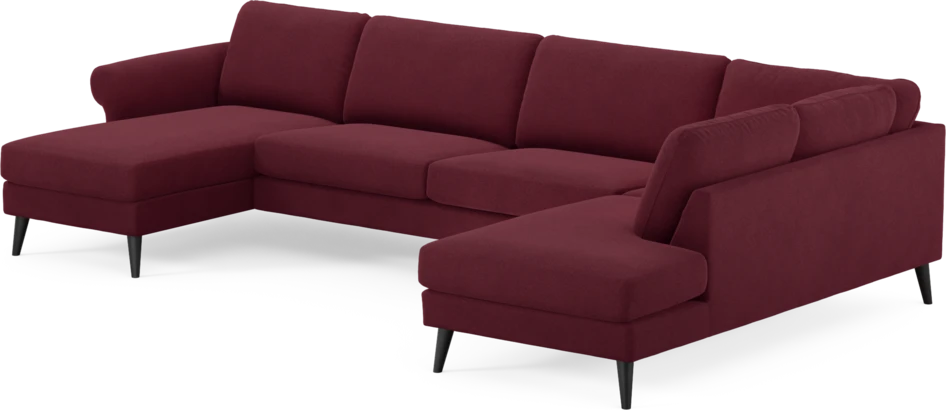 Bridge - 3-sits soffa med schäslong vänster och divan höger - Röd