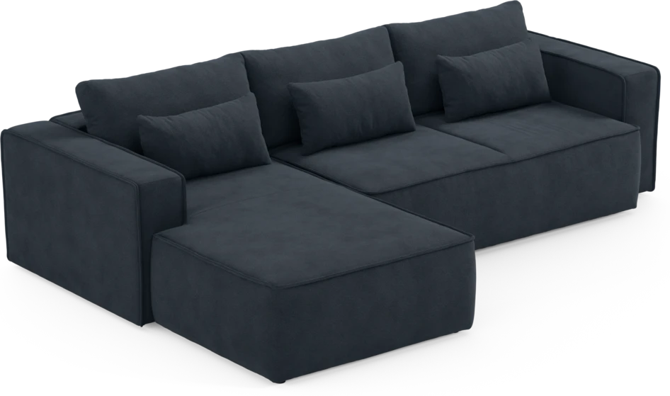 Ide - Bäddsoffa 3-sits med schäslong vänster - Blå