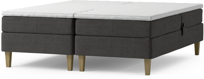 Delux Sense, Ställbar säng, dubbelsäng med bäddmadrass och sängben