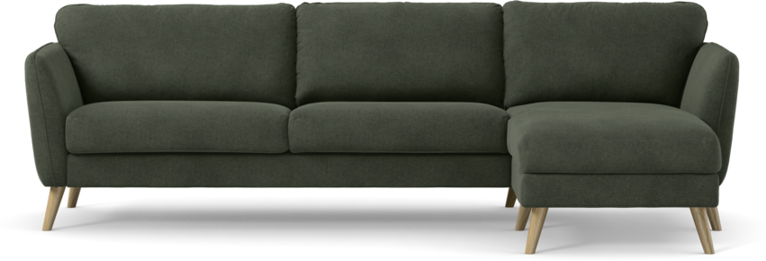 Bridge - 3-sits soffa med schäslong höger - Grön